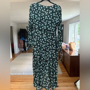 INTERMIX Black and Green Floral Long Sleeve Dress